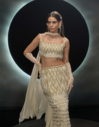 Glora golden embroidered lehenga set