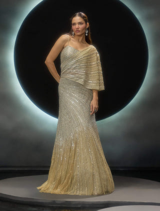 Metalika golden lehenga and bustier