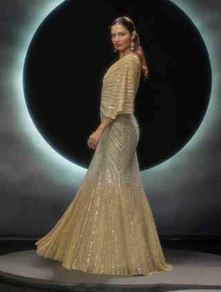 Metalika golden lehenga and bustier