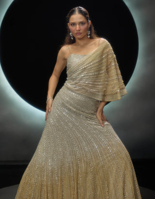 Metalika golden lehenga and bustier