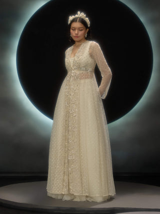 Evania ivory jacket and lehenga set