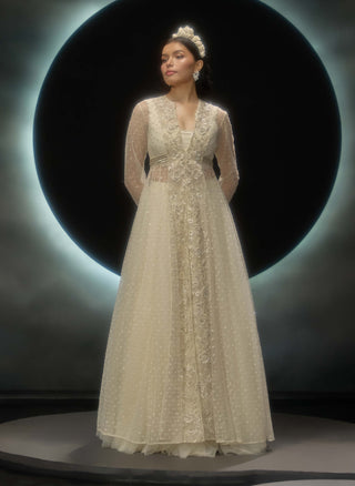 Evania ivory jacket and lehenga set