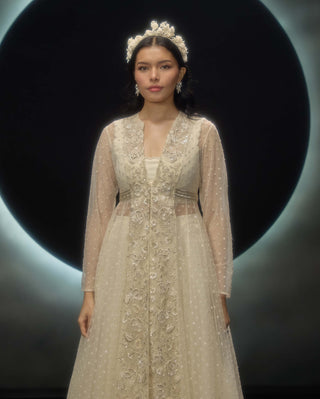 Evania ivory jacket and lehenga set