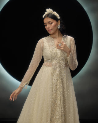 Evania ivory jacket and lehenga set