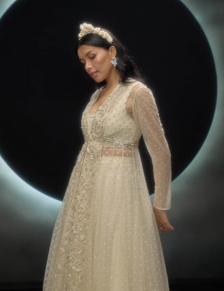Evania ivory jacket and lehenga set