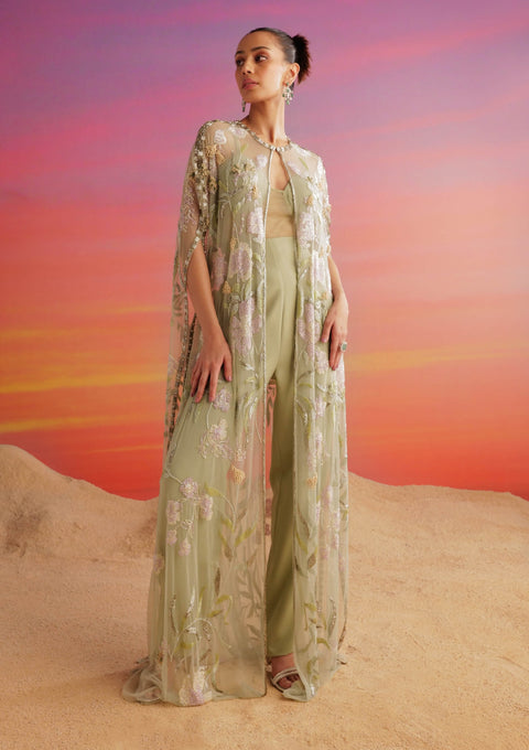 Mint embellished regina cape