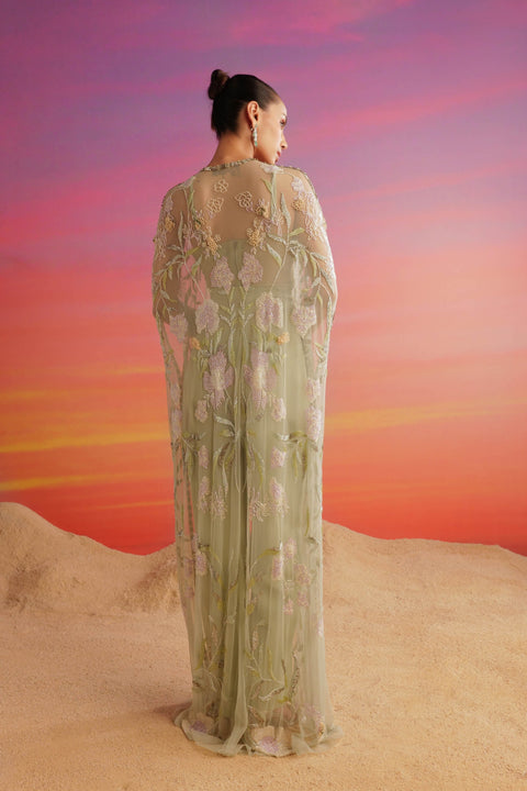 Mint embellished regina cape
