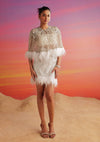 Ivory vera short beaded skirt
