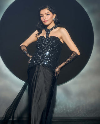 Zerain black corset and draped skirt