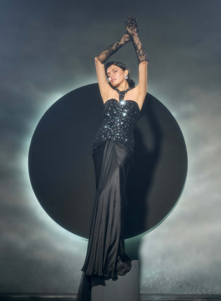 Zerain black corset and draped skirt