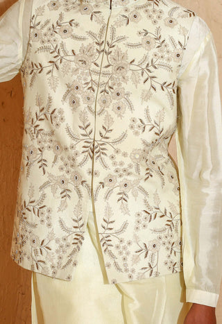 Light beige kurta with nehru jacket set