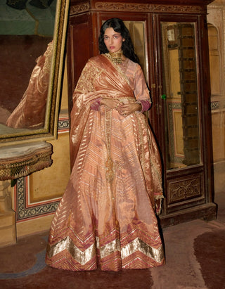 Peach monochromatic anarkali with dupatta