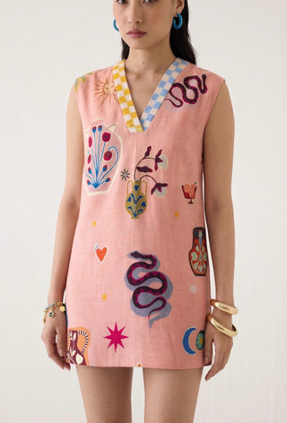 Pottery peach short dress