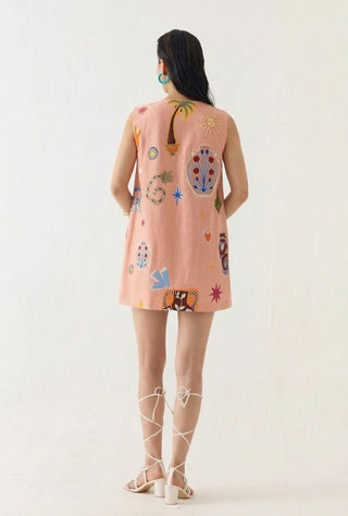 Pottery peach short dress