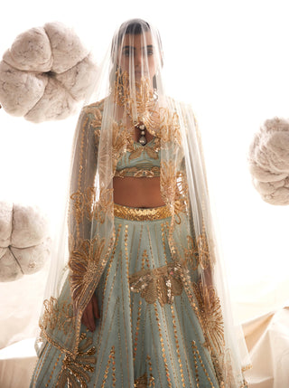 Light Blue Pastel Lehenga Set by Payal And Zinal available on Indiaspopup.com