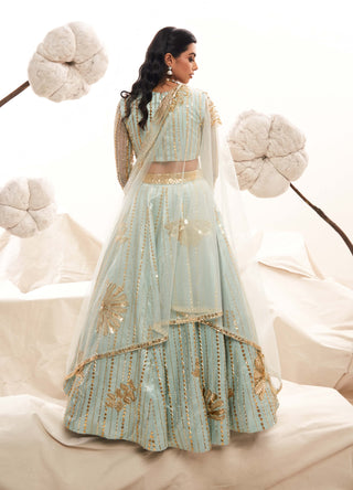 Light Blue Pastel Lehenga Set by Payal And Zinal available on Indiaspopup.com