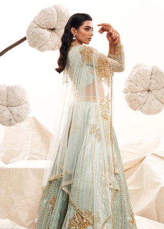 Light Blue Pastel Lehenga Set by Payal And Zinal available on Indiaspopup.com