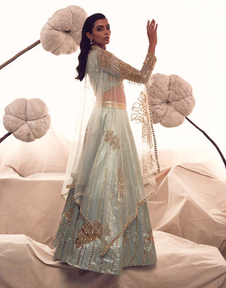 Light Blue Pastel Lehenga Set by Payal And Zinal available on Indiaspopup.com