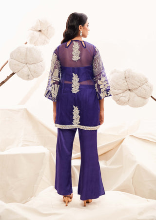 Royal Blue Embroidered Kurta And Pant Set by Payal And Zinal available on Indiaspopup.com