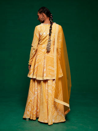 Yellow embellished kurta and palazzo set