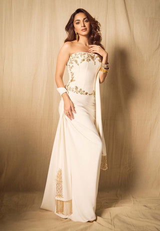 Ivory thandai corset and skirt set