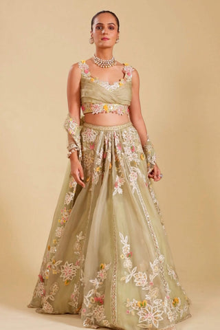 Lahya green embroidered lehenga set