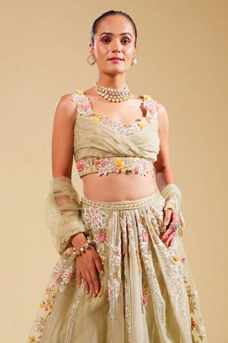Lahya green embroidered lehenga set
