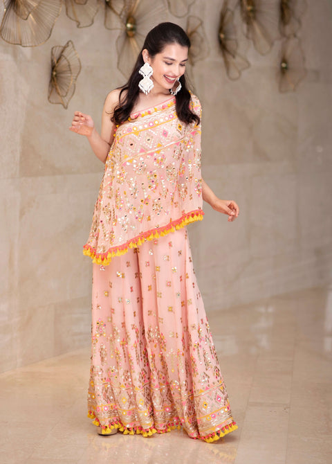 Kaveer pink flared pants and top