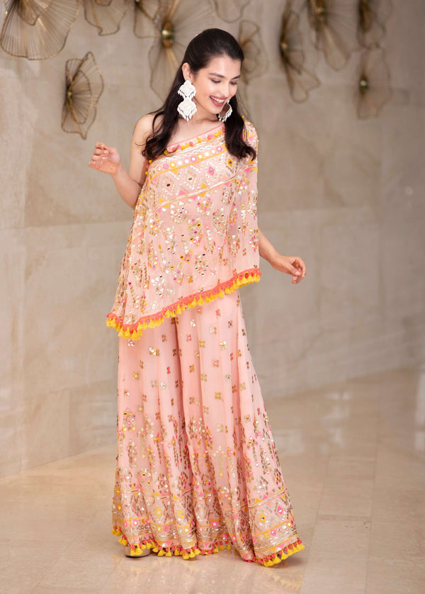 Kaveer pink flared pants and top