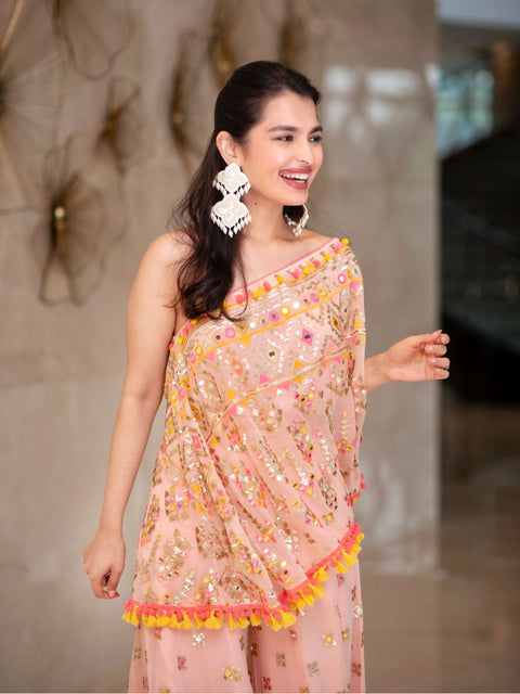 Kaveer pink flared pants and top