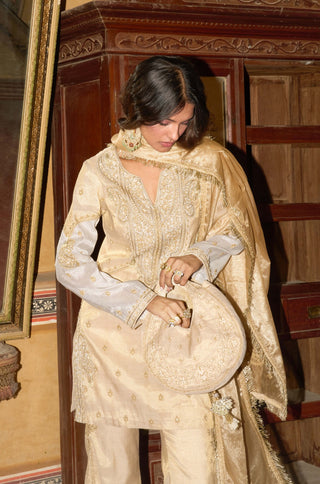 Champagne gold short kurta set