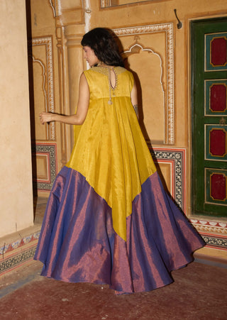 Mustard yellow and purple choga
