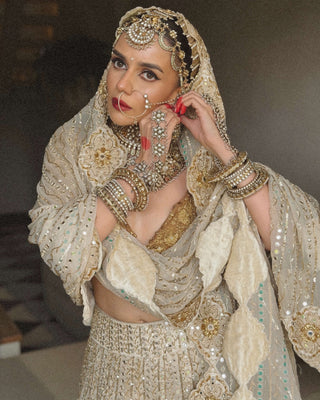 Shahi saaz ivory brown lehenga set