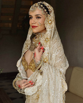 Shahi saaz ivory brown lehenga set