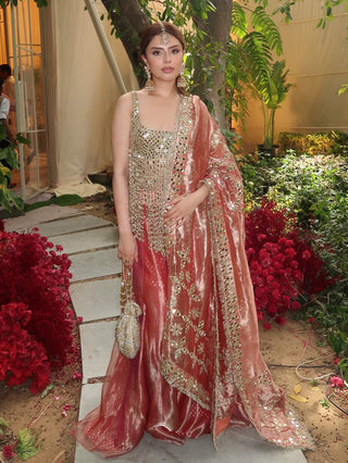 Gulbahar pink mirror sharara set