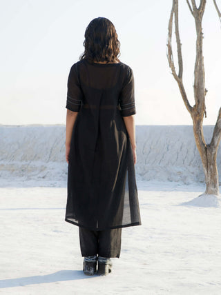 The Loom Art-Poppy Night Black Kurta And Pant-INDIASPOPUP.COM