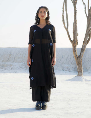 The Loom Art-Poppy Night Black Kurta And Pant-INDIASPOPUP.COM