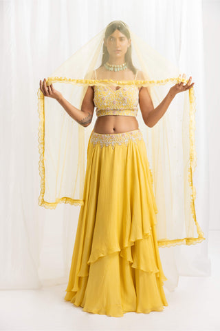 Seema Thukral-Yellow Embellished Lehenga Set-INDIASPOPUP.COM