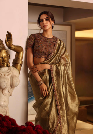Svarnalekha jadaau sari with blouse