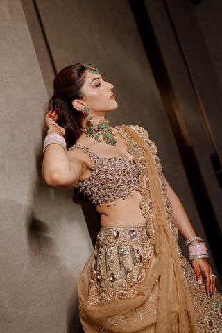 Mrigakshi blush pink lehenga set