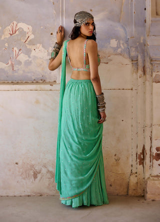 Chamee And Palak-Maria Sage Green Sari And Blouse-INDIASPOPUP.COM