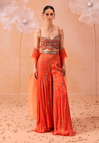 Candy Orange Sharara Set by Parul Gandhi available on Indiaspopup.com