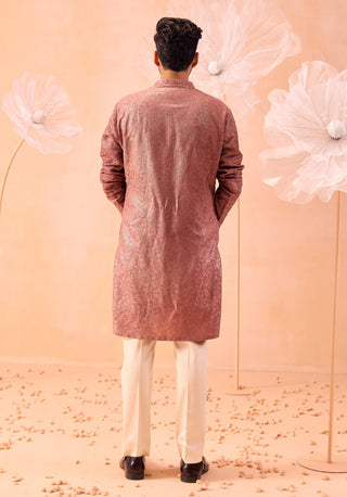 Khwaab Rose Gold Kurta And Pants by Contrast By Parth, available on Indiaspopup.com