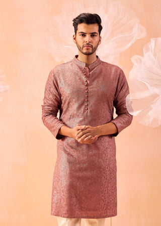 Khwaab Rose Gold Kurta And Pants by Contrast By Parth, available on Indiaspopup.com