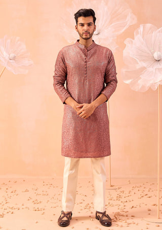 Khwaab Rose Gold Kurta And Pants by Contrast By Parth, available on Indiaspopup.com