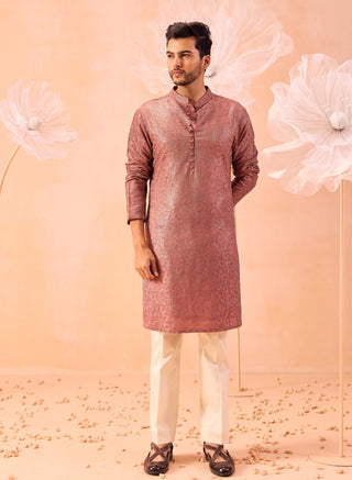 Khwaab Rose Gold Kurta And Pants by Contrast By Parth, available on Indiaspopup.com