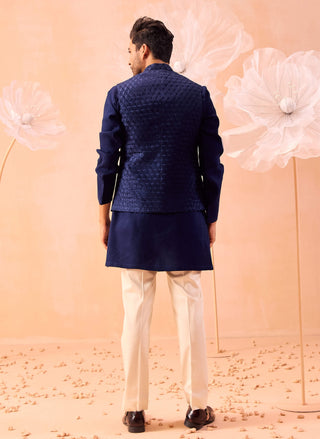 Majestic Floral Nehru Jacket And Kurta Set by Contrast By Parth, available on Indiaspopup.com