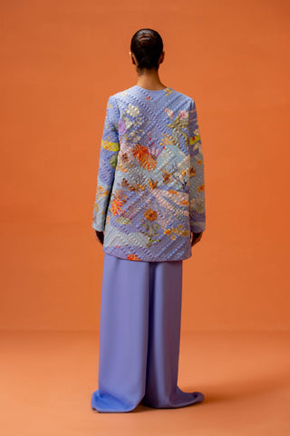 Taali-Periwinkle Blue Jacket And Pre-Draped Pants Set-INDIASPOPUP.COM