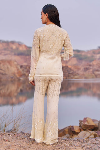 Nidhika Shekhar-Ivory Embroidered Blouse And Palzzo-INDIASPOPUP.COM