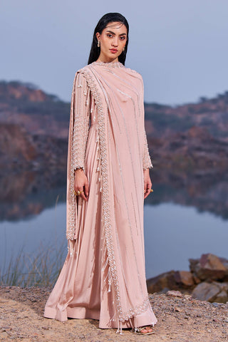 Nidhika Shekhar-Pink Embellished Draped Anarkali-INDIASPOPUP.COM